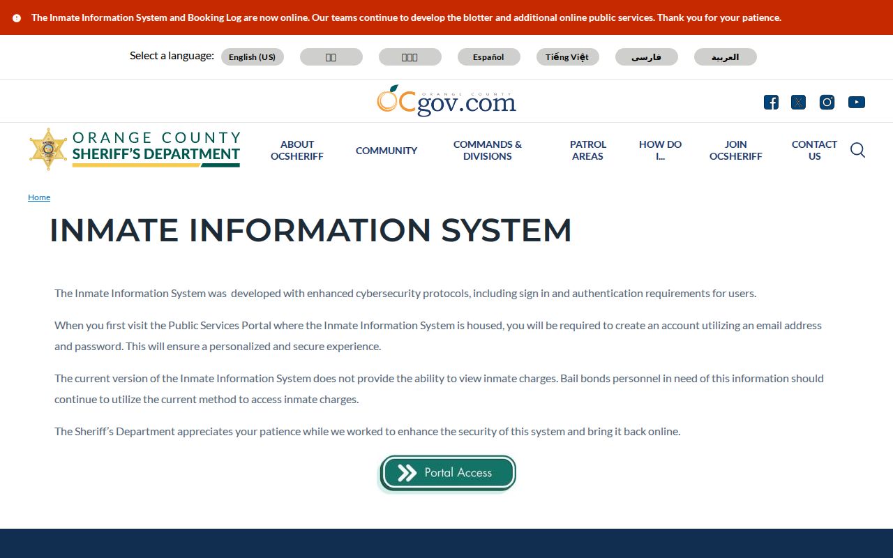 Stanton people search Orange County inmate information
