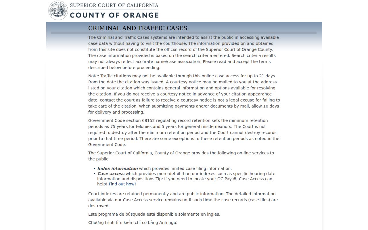 Stanton people search Orange County court case portal