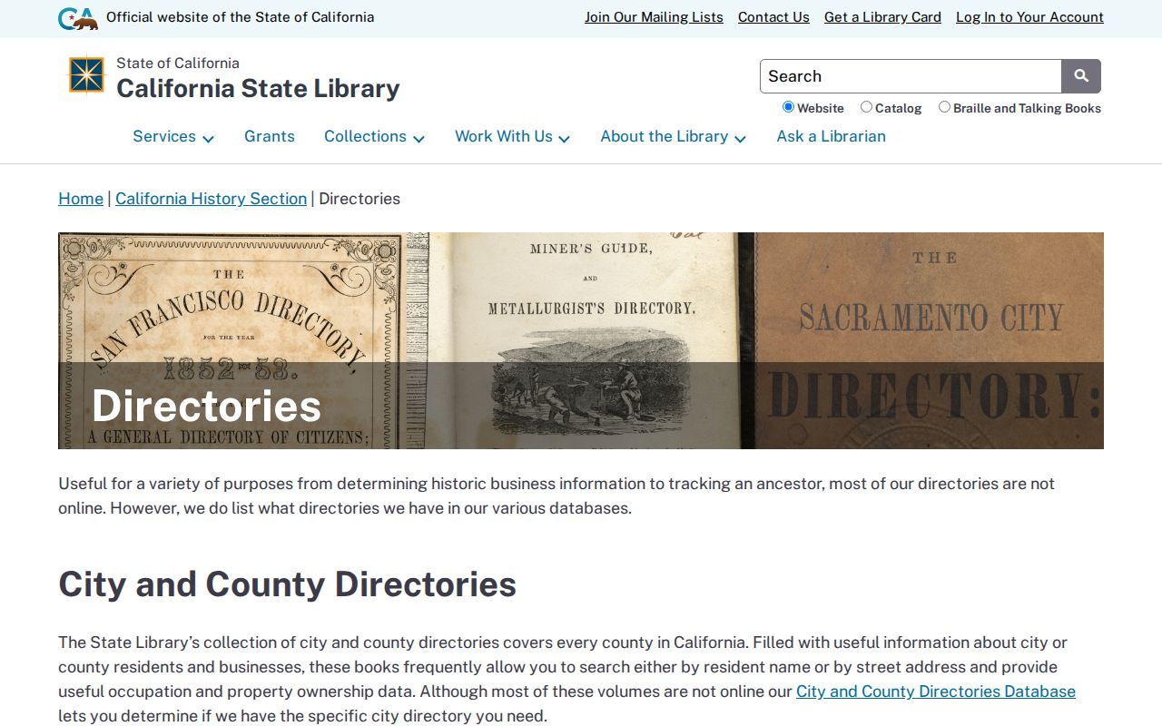 Stanton people directories in the California State Library historical collection