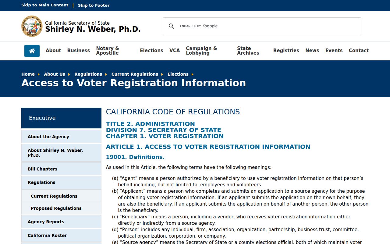 Stanton voter registration information access regulations
