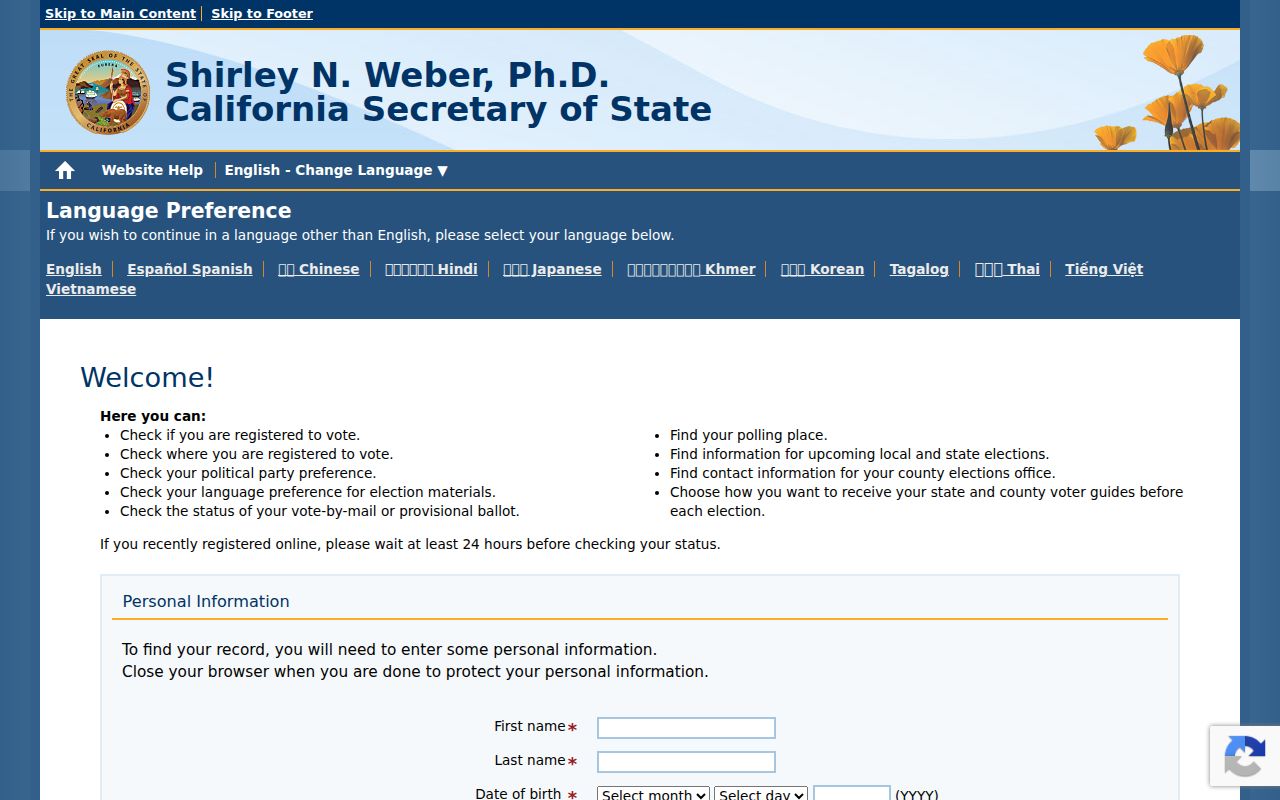 Stanton voter records California My Voter Status lookup