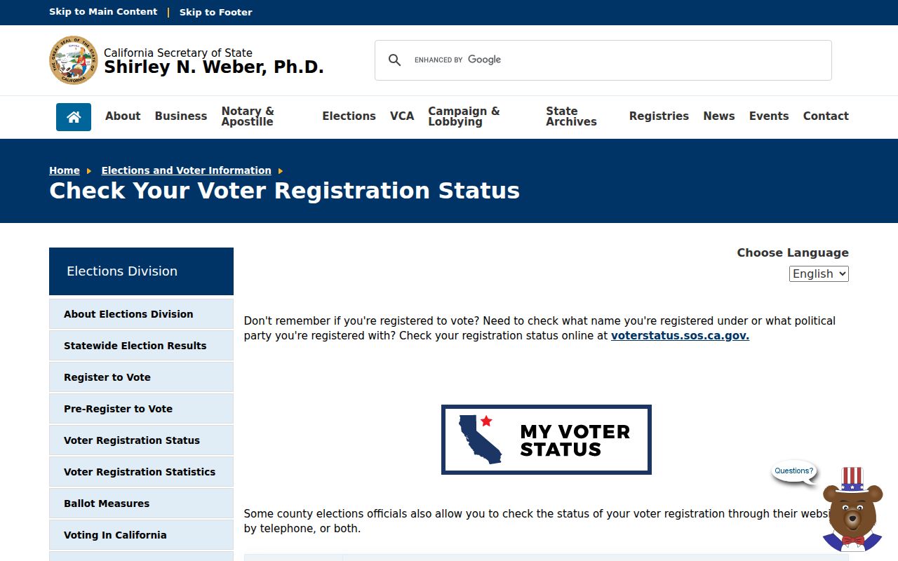 Stanton voter registration lookup guidance from California